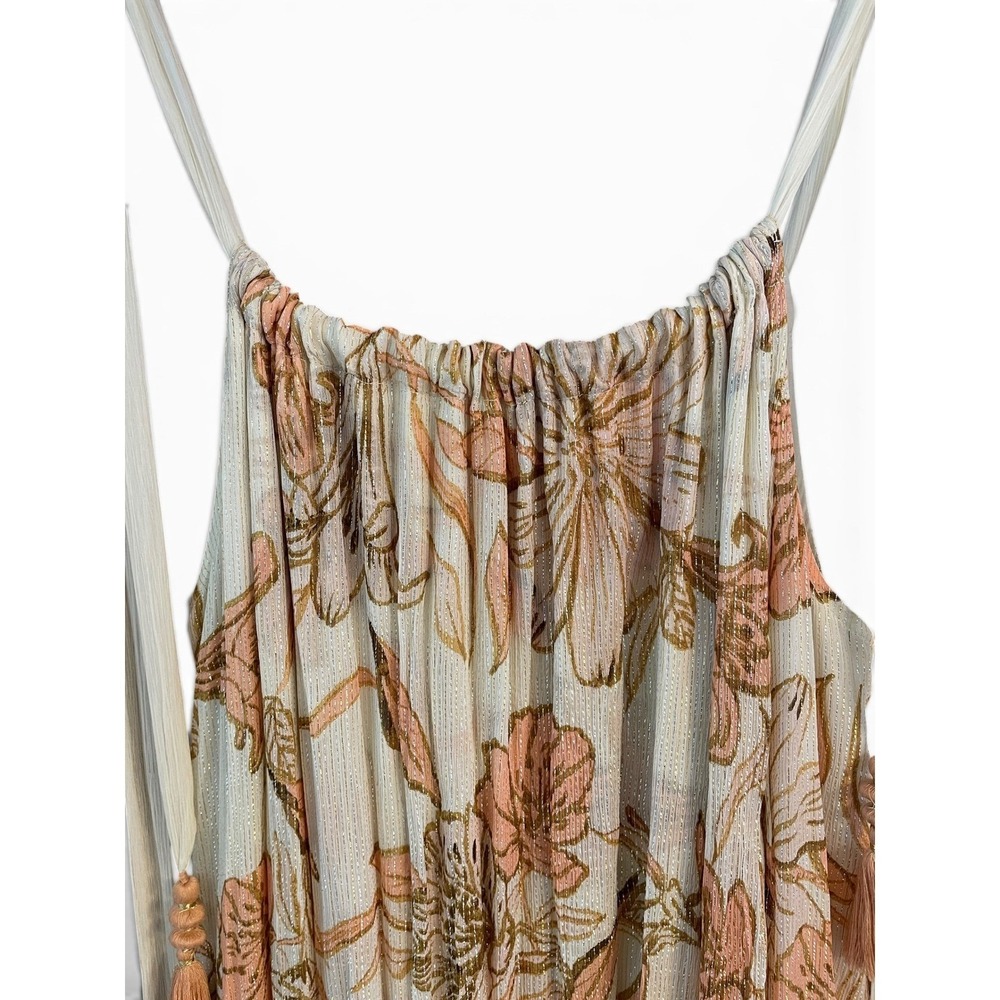 Free People Bare It All Metallic Lurex Floral Maxi Dress Large Boho Festival - Picture 3 of 16